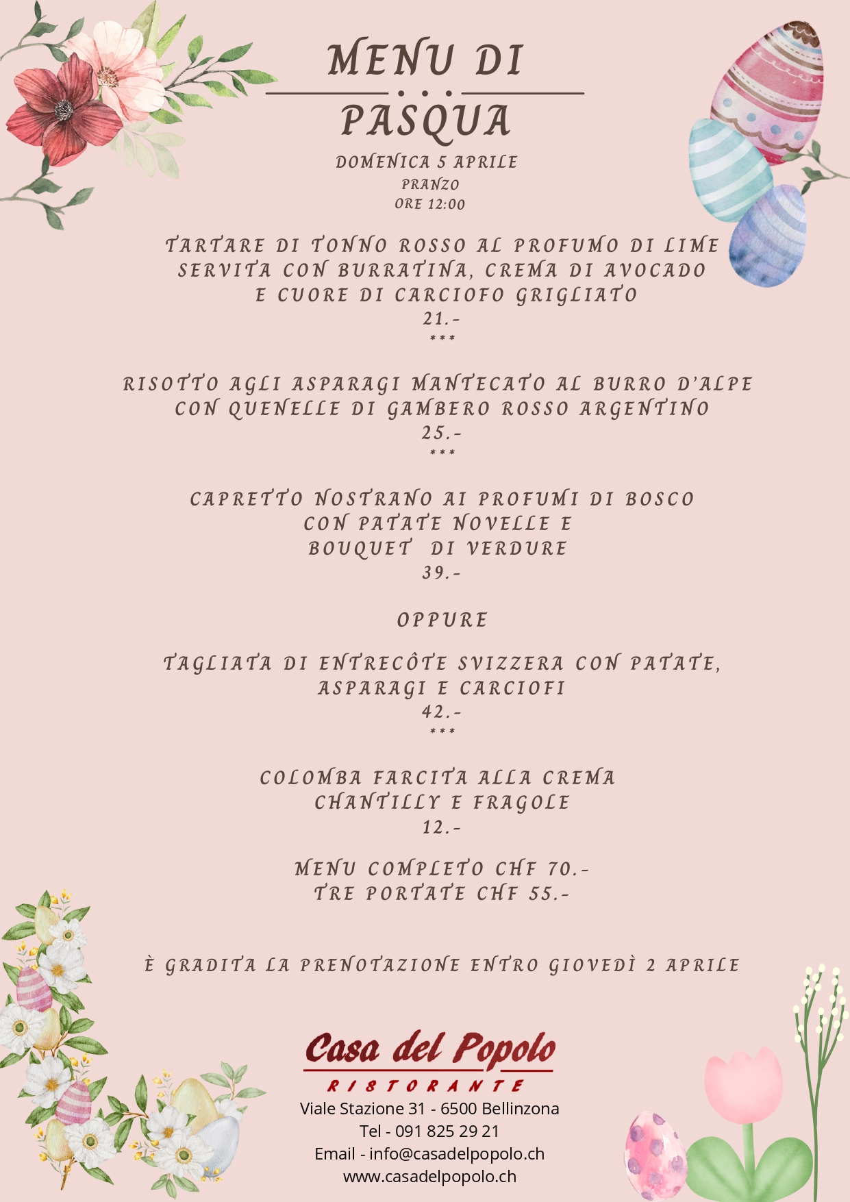 Menu di Pasqua 2026